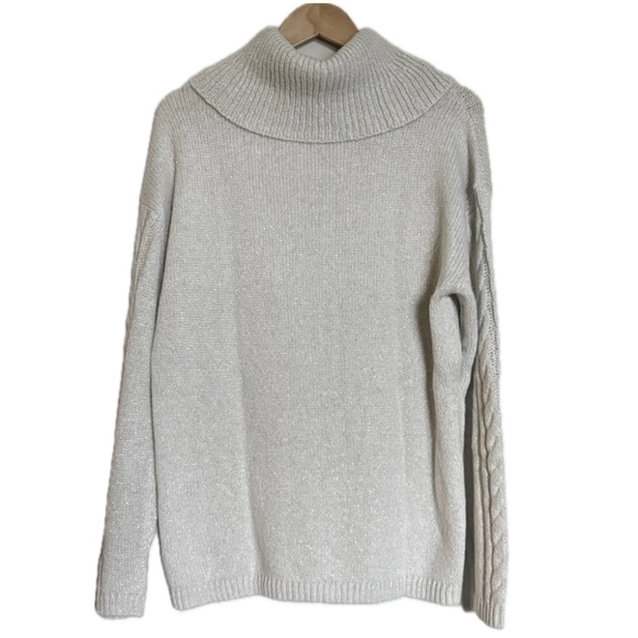 Talbots - Grey Sparkle Turtleneck/Cowl Sweater | Large - Picture 3 of 5